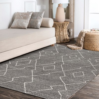 Modern Moroccan Beni Souk 4' x 6' Braided Edge Rug in Gray and Cream