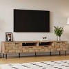 Sapphtopaz Mid Century Modern TV Stand for TVs Up to 85"with Storage Cabinet Wood Checkered TV Console with Drawer,TV Stands for Living Room - 4 of 4