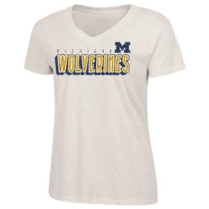 NCAA Michigan Wolverines Women's Oatmeal V-Neck T-Shirt - 1 of 3