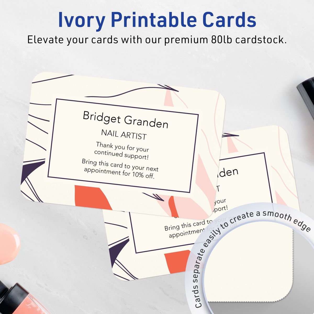 Avery Matte Ivory Postcards, 4" x 6" Rectangle Rounded Corners - thumbnail 2