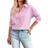 Zeagoo Striped Button Down Shirts for Women Casual Loose Long Sleeve Shirts Business Work Tunic Top - 2 of 4