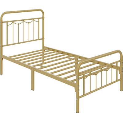 Yaheetech Metal Platform Bed Frame with Vintage Headboard and Footboard
