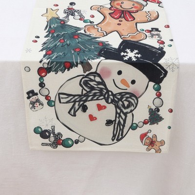 Unique Bargains Table Runner Rectangular Winter Christmas Pattern 18 Linen Colorful 1 Pc