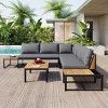 Outdoor 4-Piece Sofa Set, Sofa Set with Side Table and Coffee Table, Sofa with Iron Frame and Polyester Cushions-Coolbibila - 3 of 4