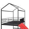 PAGED Twin Size Loft Bed, House Shaped Metal Bed Frame with Blackboard, Slide and Ladder for Bedroom - 4 of 4