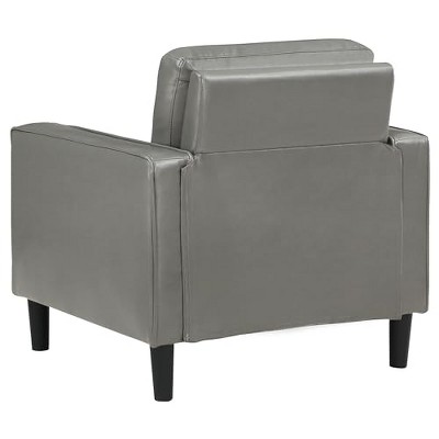 Ruth Dark Gray Faux Leather Wood Accent Chair