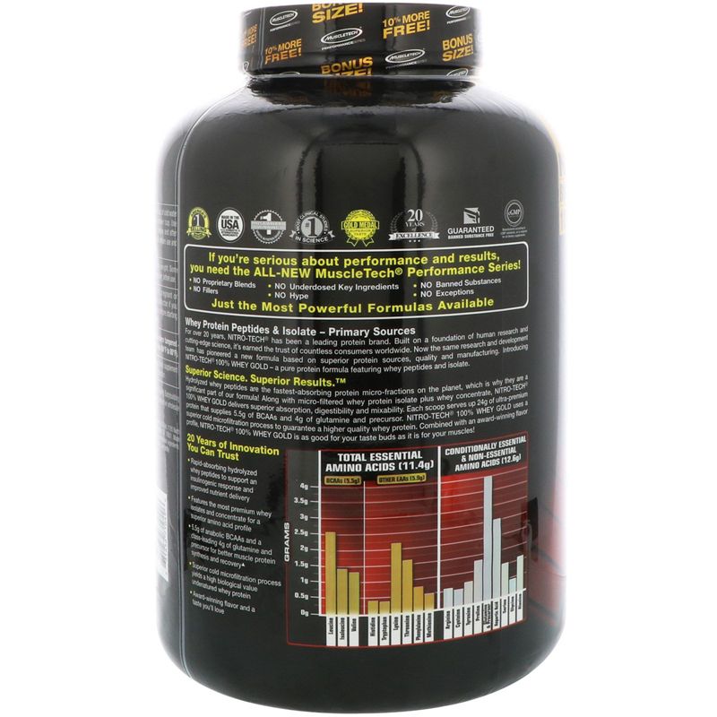 Muscletech Nitro Tech, 100% Whey Gold Protein Powders, 3 of 4
