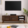 Angel Sar Mid Century TV Stand 65 Inch, Rattan TV Stands for Living Room, Media Console for Living Room, Dark Wood - 2 of 4