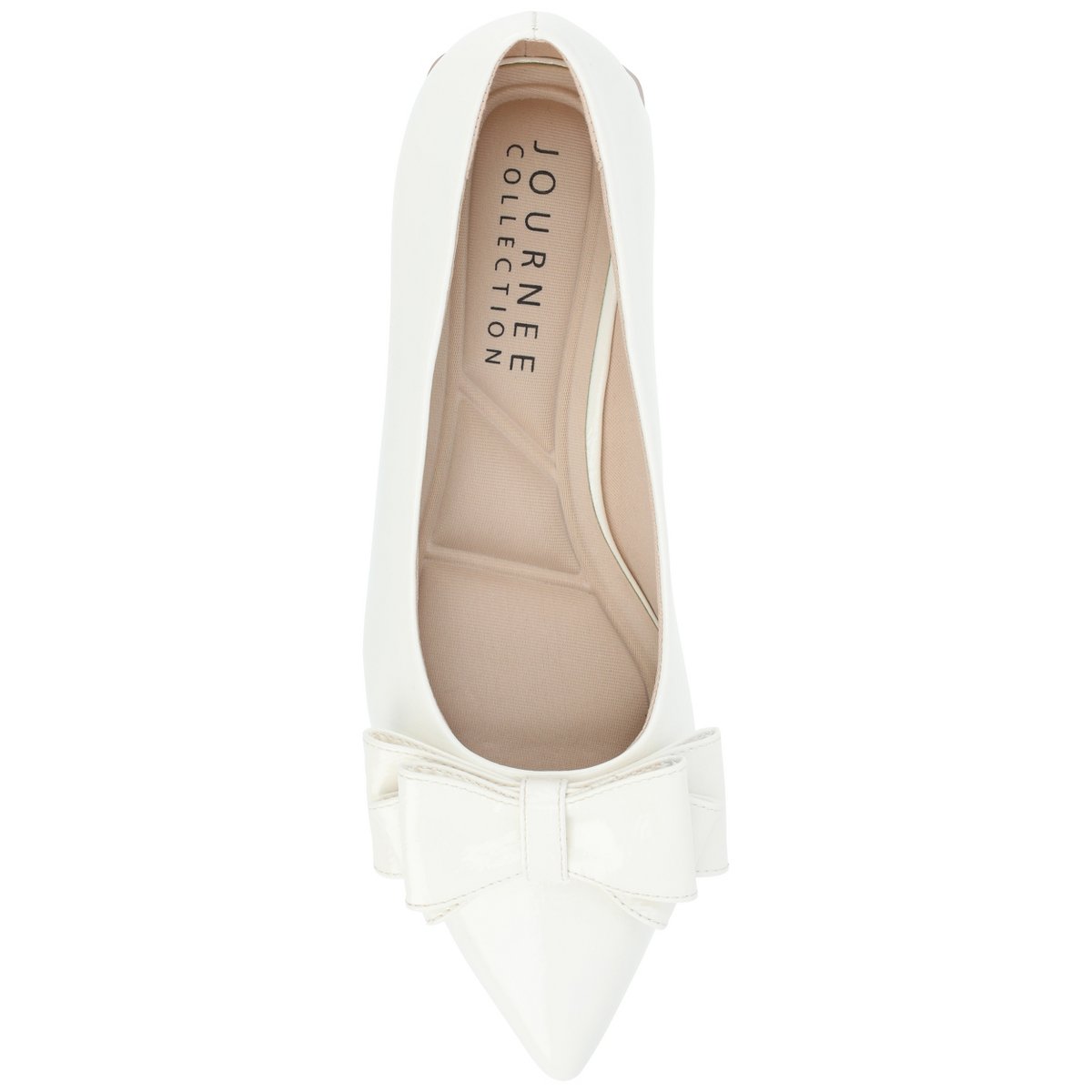 Обувь Journee Collection Women's Ophelia Slip On Pointed Toe Flats, 10 Patent/White — фото 4