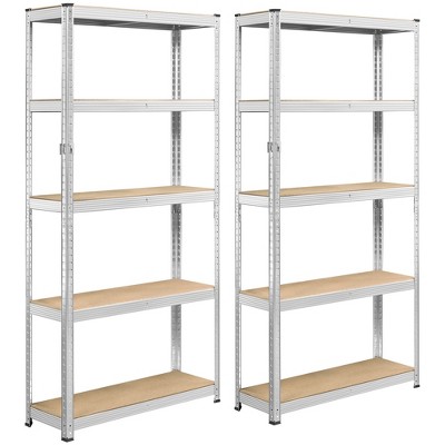 Yaheetech 2PCS 5-Tier Metal Storage Shelving Adjustable Display Rack