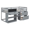NicBex Twin Size Low Loft Bed with Pull-out Desk Pine Bed Frame with Blackboard, Shelves, Drawers, Ladder and Guardrail, Space Saving - 3 of 4