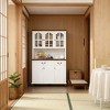 ORRD 6-Door Kitchen Buffet with Glass Doors & 2 Drawers | Vintage Storage Cabinet with Adjustable Shelves & Anti-Tip Strap，White - 4 of 4