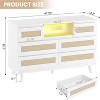 Garvee Modern Rattan Dresser with LED Lighting & Charging Station - 6 Drawer Storage Cabinet - 2 of 4
