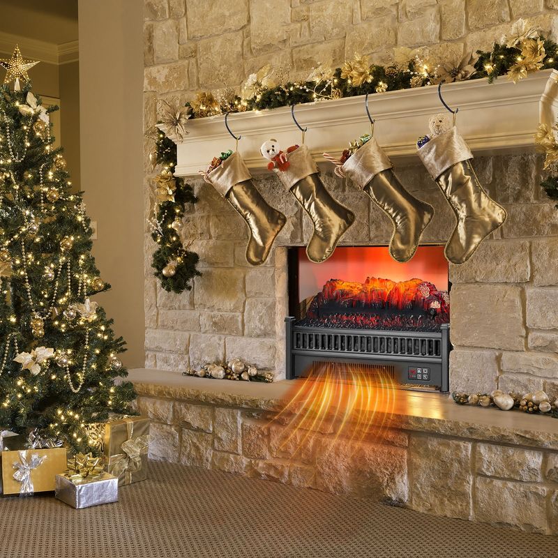 Costway 23''  Electric Fireplace Log Set Heater W/ Remote Control Realistic Flame 1400W, 2 of 11