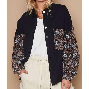 Women's Jacquard Sleeve Shacket - POL - 1 of 4
