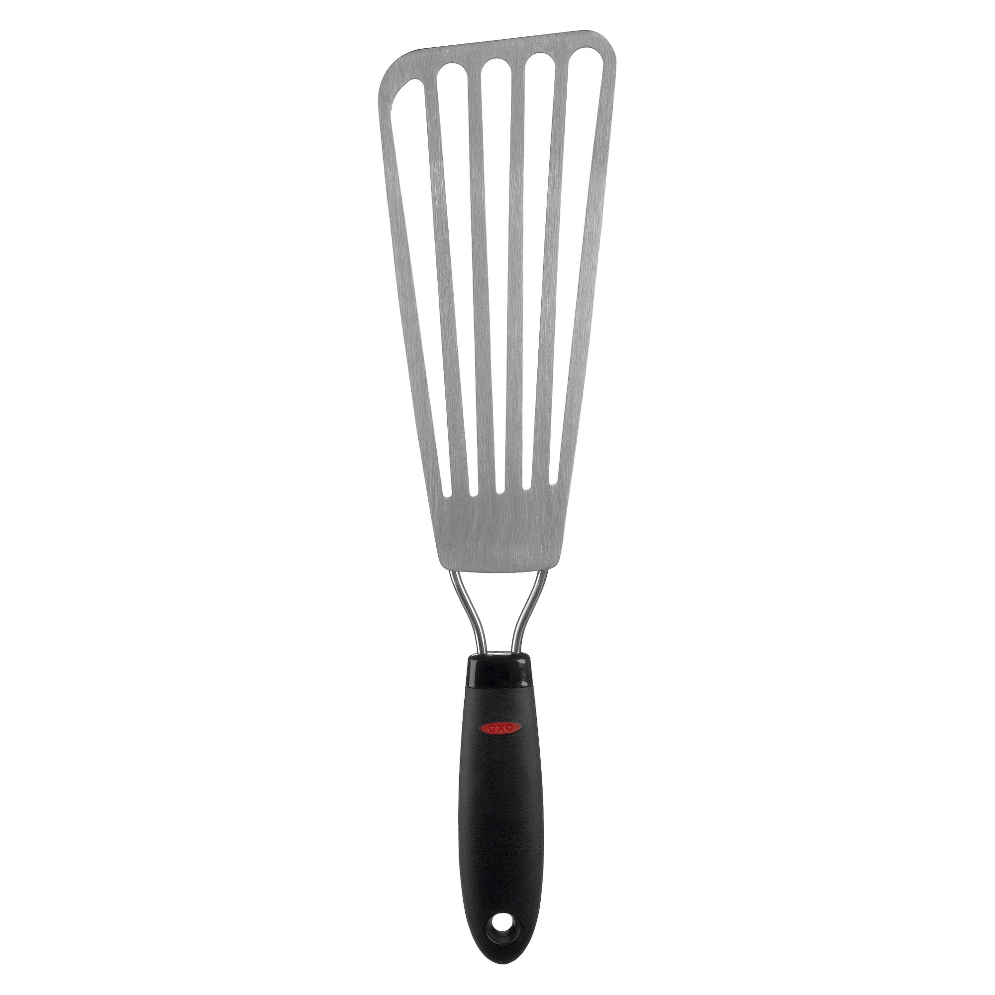 OXO Fish Turner 13.65"x3.5": Stainless Steel Slotted Cooking Spatula, Dishwasher-Safe, Black Handle