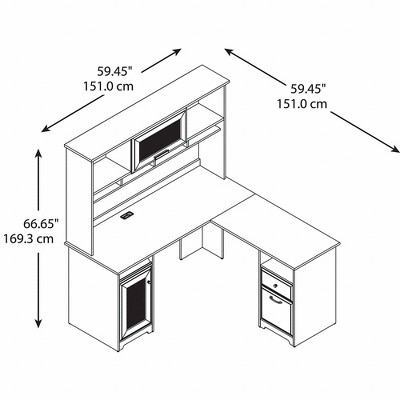 Espresso Oak L-Shaped Computer Desk with Hutch and Storage
