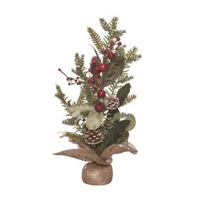 Transpac Fabric 18 in. Multicolor Christmas Pinecone and Berry Mix Tree - 1 of 2