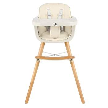 Infans 3 in 1 Convertible Wooden High Chair Baby Toddler w/ Cushion Beige