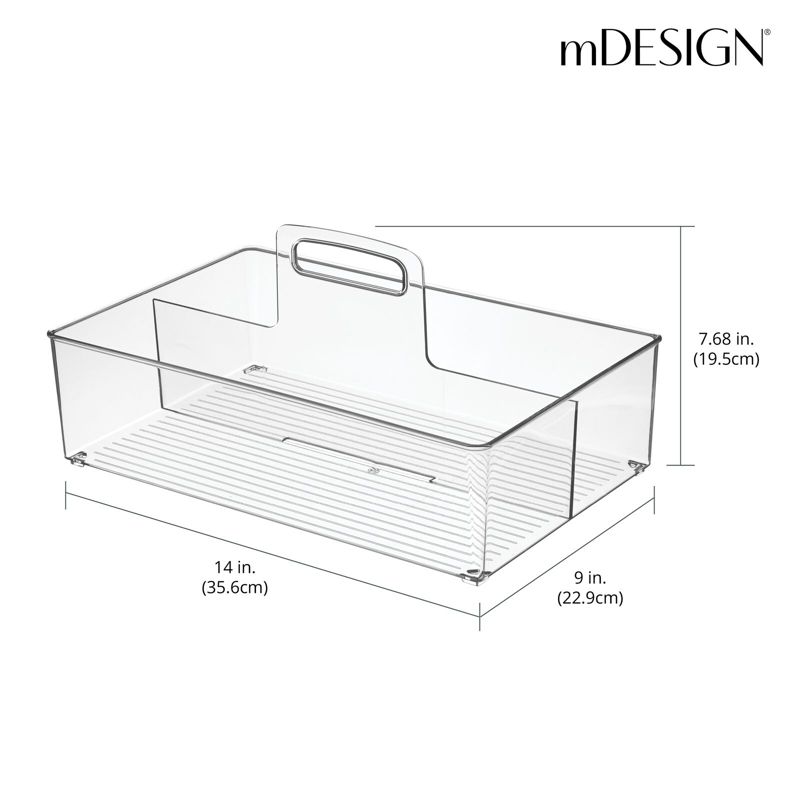 mDesign Large Plastic Divided Storage Organizer Caddy Tote with Handle, 2 of 9