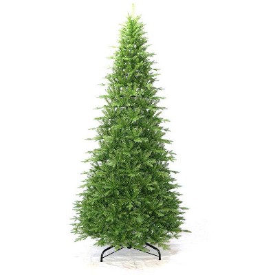 King of Christmas 12ft Artificial Slim Christmas Tree Unlit, Alpine Fir Green Skinny Xmas Tree with Metal Stand
