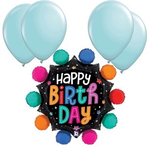 LoonBalloon 31 Inch Colorful Circles Birthday Balloon and 4 Latex Balloons Set- Festive & Fun - 1 of 2