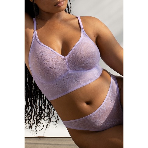 Smart & Sexy Womens Smooth Lace Longline Bralette Lilac Iris Lace Xl :  Target