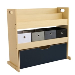 Humble Crew Kids' 3-in-1 Storage Organizer Natural Wood: MDF Frame, 3 Bin Shelves, 32" H x 34" W x 11" D, Ages 2+ - 1 of 4