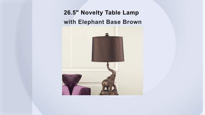 26.5&#34; Novelty Metal Table Lamp with Elephant Base Brown - Ore International, 2 of 5, play video