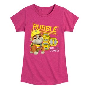 Girls' - Paw Patrol - Rubble & Crew Fitted Short Sleeve Graphic T-Shirt - 1 of 4
