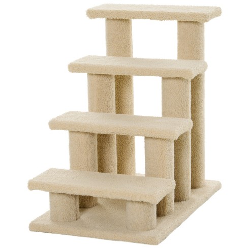 Pawhut 25 4-step Multi-level Carpeted Cat Scratching Post Pet Stairs,  Beige : Target