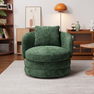 Hrinhom 30"W Swivel Barrel Accent Chair,Upholstered Armchair with Pillow - 1 of 4