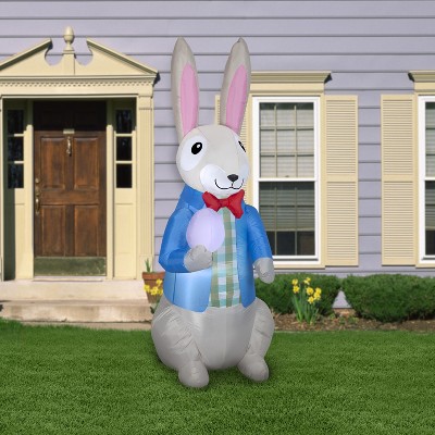 7 ft Tall Multicolor Nylon Inflatable Easter Bunny with Egg