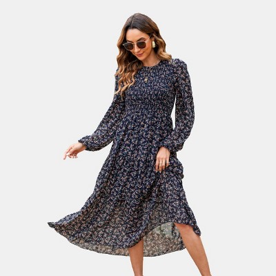 Women's Ditsy Floral Round Neck Maxi Dress - Cupshe : Target