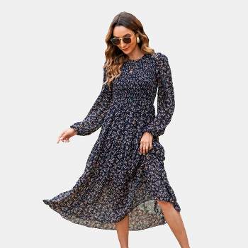 Women's Ditsy Floral Round Neck Maxi Dress - Cupshe