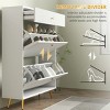 KTMBDW Fluted Shoe Cabinet Storage with 2 Flip Drawers and &1 Drawer, Free Standing Wooden Shoe Storage Organizer Cabinet for Entryway, Hallway - 3 of 4