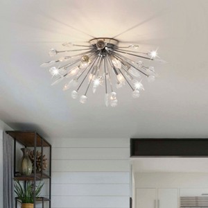 LLHZSY 6-Light 25 3/5" Dandelion Firework Crystal Flush Mount Ceiling Lights Fixture-Black - 1 of 4