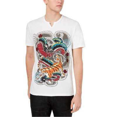 I.N.C International Concepts Mens Abstract Tiger Graphic T-Shirt, White, XXX-Large