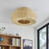 Dewdrop Boho Flush Mount Ceiling Light Fixture, Natural Rattan Woven Drum Shade for Bedroom & Hallway - 2 of 4