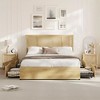 Full Bed Frame with Natural Rattan Headboard and 4 Drawers,Sturdy Wooden Slats - 3 of 4