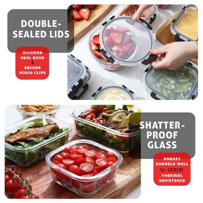 EATEX 12-Pack Clear Glass Meal Prep Containers with Lids