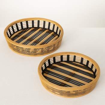 3.5"H Sullivans Two-Toned Bamboo Tray Set of 2, Multicolored