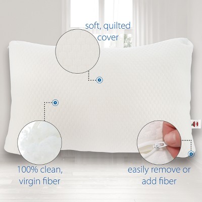 Adjustable Loft White Pillow with Cooling Memory Foam Insert