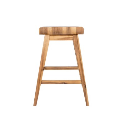 Acacia Wood Backless Counter Stool with Tapered Legs