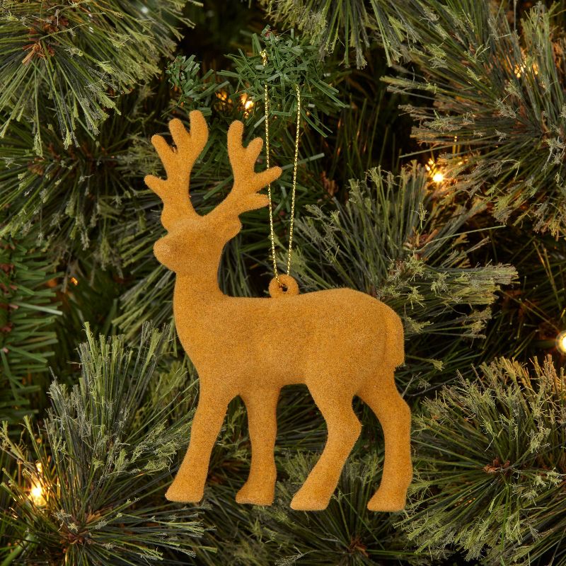 Flocked Deer Christmas Tree Ornament Yellow - Wondershop&#8482;, 2 of 3