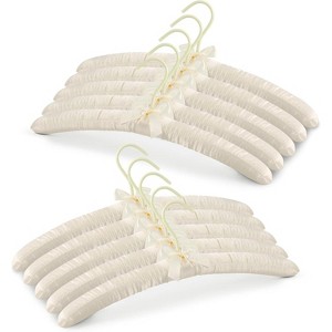 Padded Hanger for Sweaters - 17 Inch Heavy Duty Satin Covered Coat Hangers No Shoulder Bump for Women Clothes, Sweaters, Dresses, Lingerie, Ivory - 1 of 4