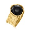 Ross-Simons Black Onyx Ring in Textured and Polished 18kt Gold Over Sterling - 3 of 4