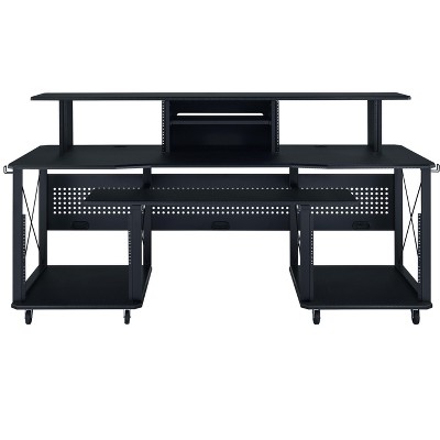 CAVINAS Home Office Desk 72" Morden Music Desk with Open Storage Shelves and Keyboard Tray for Work