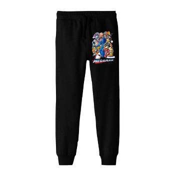 Mega Man Classic Character Group Key Art Youth Black Jogger Pants