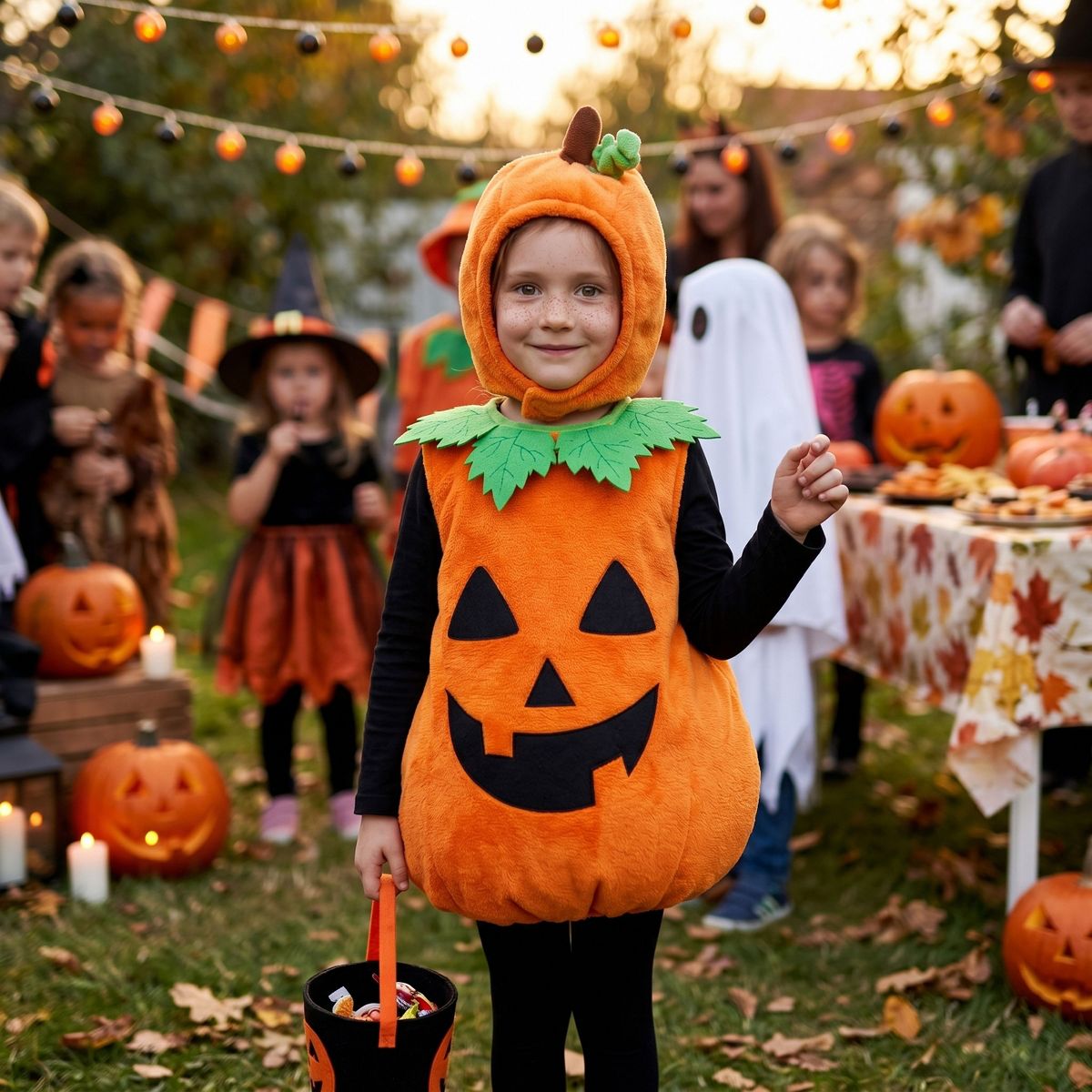 Joyfy Baby Halloween Pumpkin Costume Set, Cute Pumpkin Costume with Hood for Infants Halloween Dressup Party - thumbnail 3